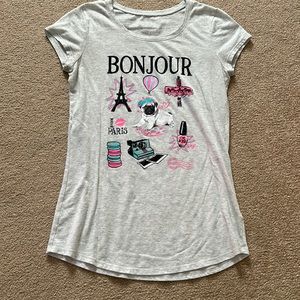 Girls, justice, bonjour, gray glittery T-shirt